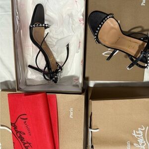 Christian Louboutin Black and Silver Studded Heels